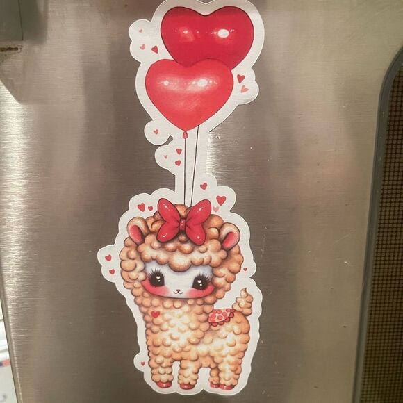 PRECIOUS LAMB Floating Off with Heart Balloons! - Picture 1 of 5